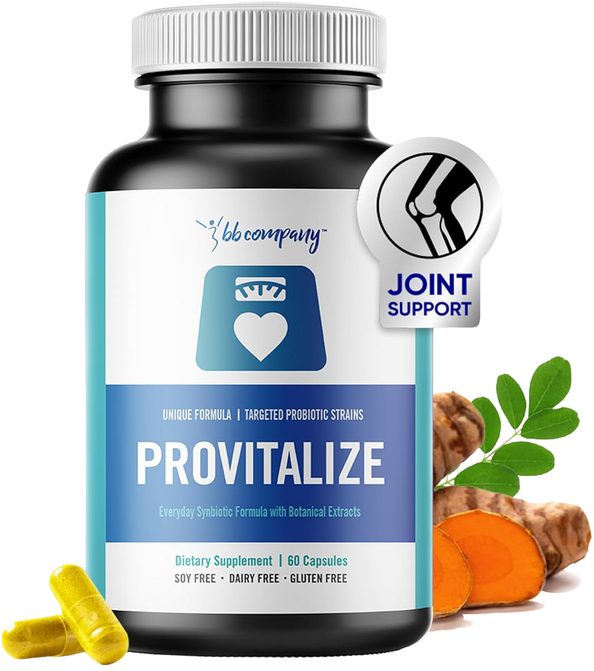 BB Company Provitalize | Probiotics for Women Digestive Health, Menopause, Joint Support | Sexy Midsection Curves, Bloat | Turmeric Curcumin Moringa | Gluten-Free & Shelf-Stable | Ages 40+ | 60 Ct